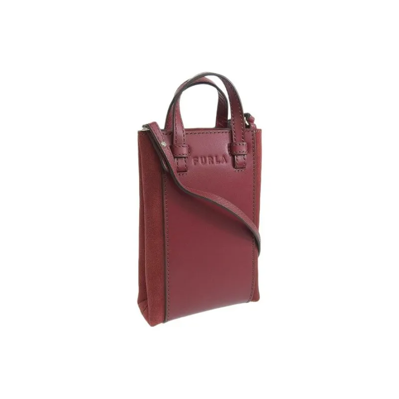 Furla Miastella Leather With Suede Handbag, Shoulder Bag, Crossbody Bag Women's Cherry Red-1