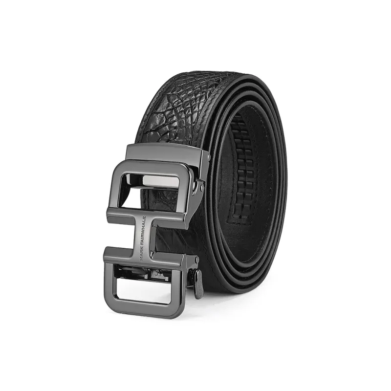 FAIRWHALE Chinese Fashion Trend Authentic Cut Out Automatic Buckle Crocodile Leather Belts Men's Width 3.5CM-0