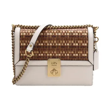 COACH Hutton Leather Small Square Bag Chain Handbag Shoulder Bag Crossbody Bag Regular Women's Ivory