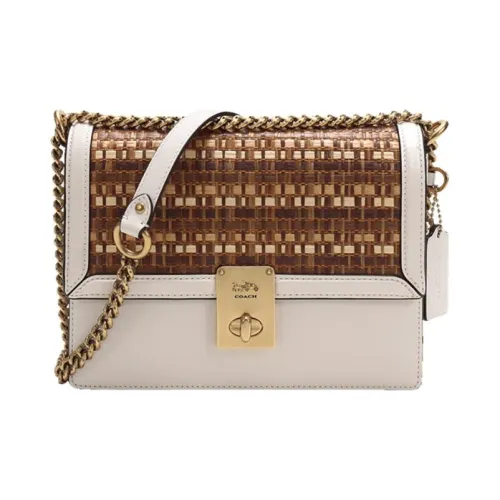 COACH Hutton Leather Small Square Bag Chain Handbag Shoulder Bag Crossbody Bag Regular Women's Ivory