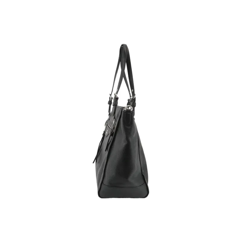 COACH Leather Tote Bag Shopping Bag Portable Crossbody Bag Shoulder Bag Large Size Women's Black-3