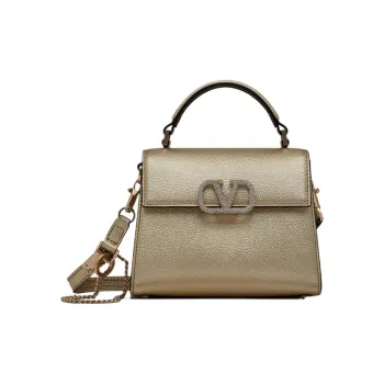 Valentino VSLING Grained Calfskin Shoulder Bag Crossbody Bag Handbag Mini Women's Platinum With Crystal Color