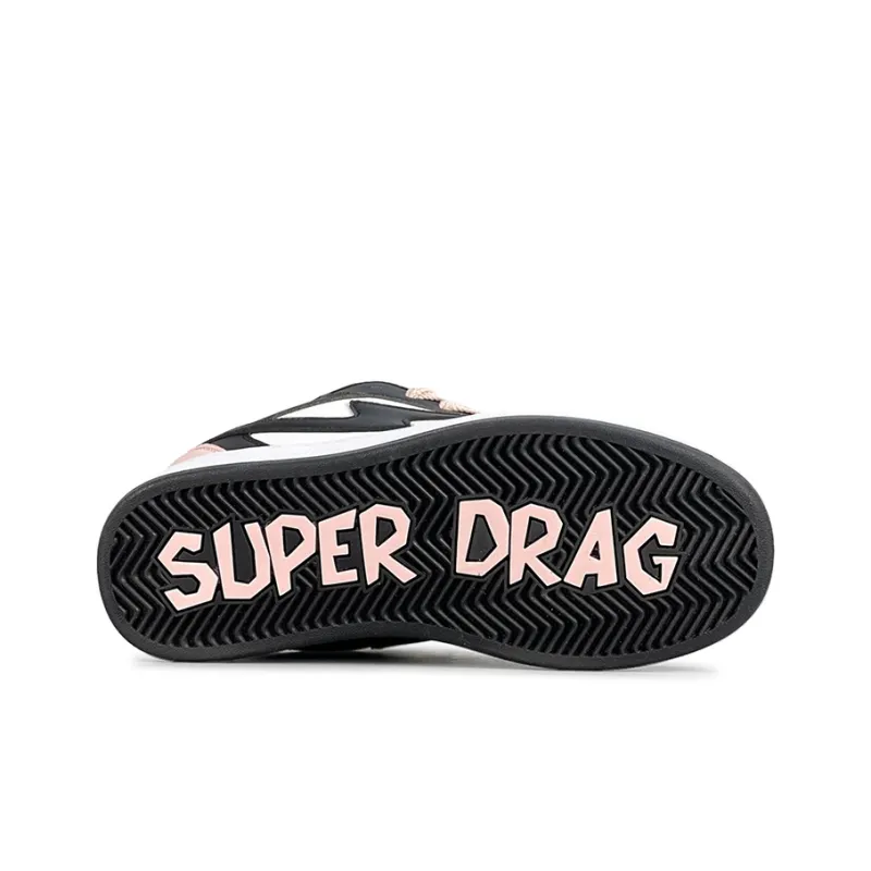 LuzaoT SUPER DRAG Lightning Puffy Shoes Low Top Skateboard Shoes Women's Black Pink-5