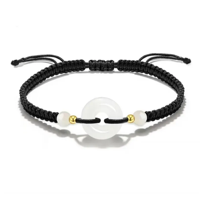 Phoenix Temple Jewelry Hetian Jade Bracelets Unisex Pale Greenish White Jade-0