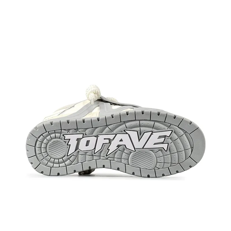 TOFAVE Puffy Shoes Abrasion Resistant Slip Resistant Low Top Skateboard Shoes Unisex Classic White Gray-4