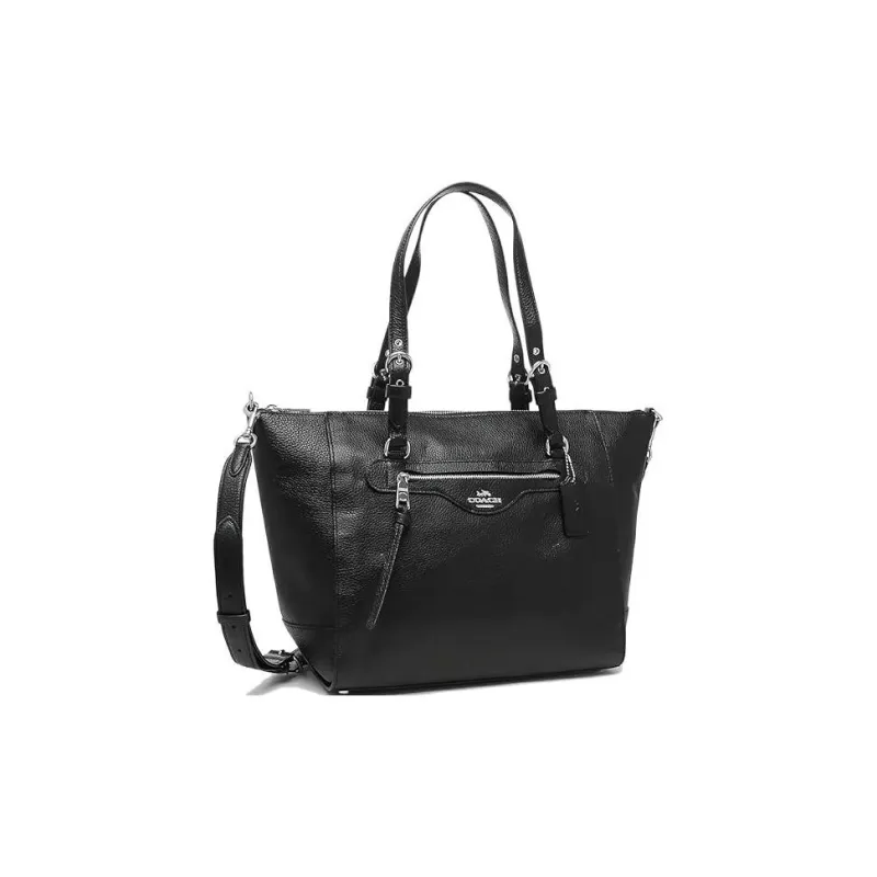 COACH Leather Tote Bag Shopping Bag Portable Crossbody Bag Shoulder Bag Large Size Women's Black-1
