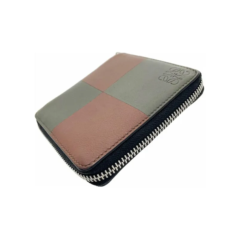 LOEWE Leather Wallet Mini Unisex Brown Multicolor Khaki Green-3