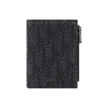 DIOR Oblique Jacquard Fabric Card Holder Men's Black