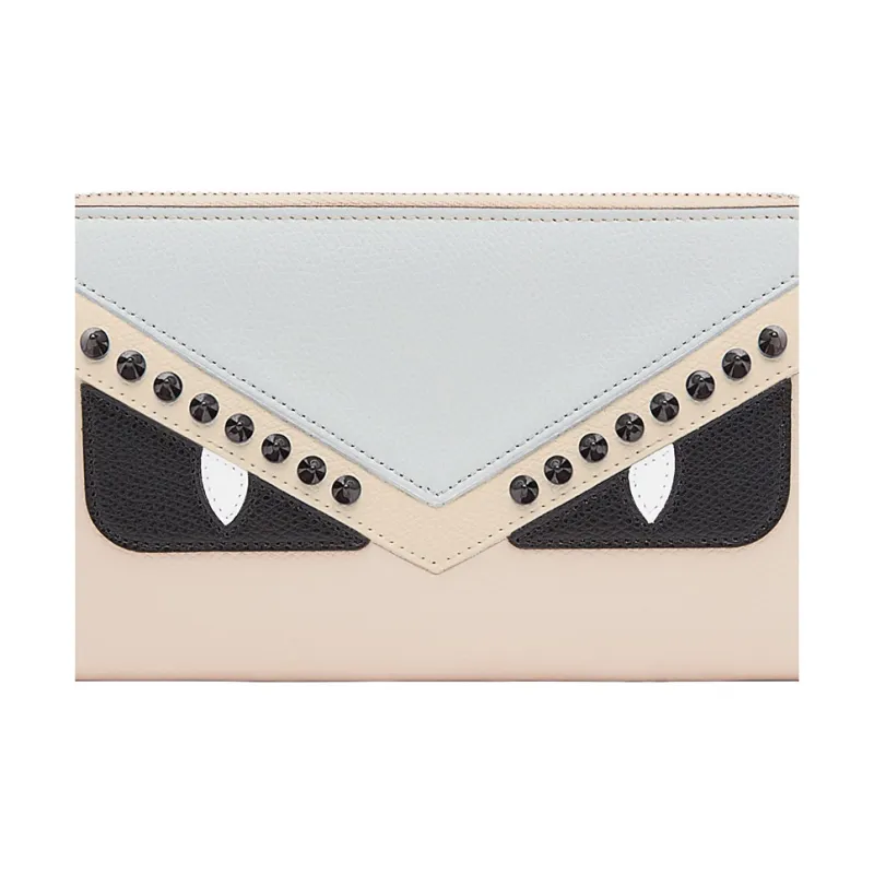 FENDI Multicolor Leather Wallet Women's Gray/Apricot Pink/Multicolor-3