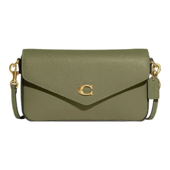 COACH Wyn Split Cow Leather Envelope Bag, Shoulder Bag, Crossbody Bag Small Size Women's Moss