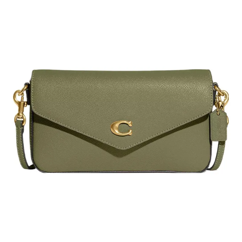 COACH Wyn Split Cow Leather Envelope Bag, Shoulder Bag, Crossbody Bag Small Size Women's Moss-0