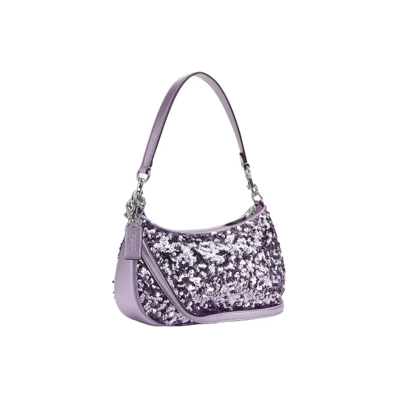 COACH Teri Smooth Leather Bonded Calfskin Shoulder Bag Handbag Shoulder Bag Women's Light Purple-1