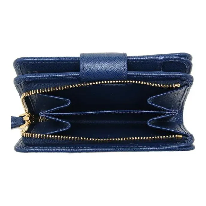 PRADA Leather Wallet Women's Blue-3