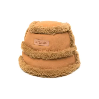 Jacquemus Logo-patch Shearling Bucket Hat