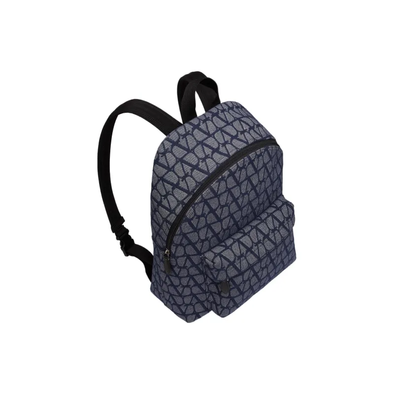 Valentino Jacquard Backpack Men's Denim And Black-3