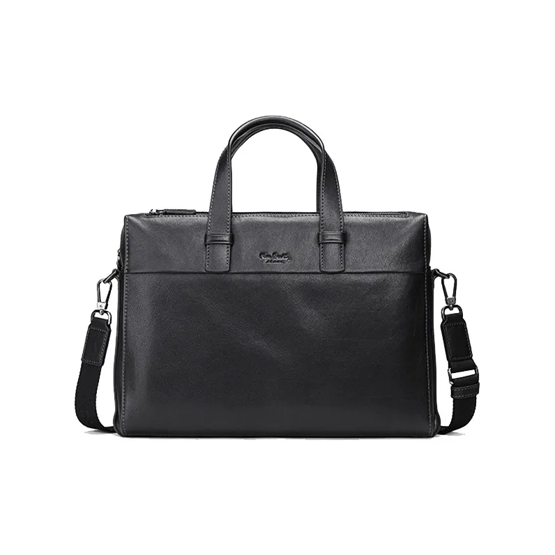 PIERRE CARDIN Cow Leather Briefcase, Laptop Bag, Handbag Tubas Men's Black-1