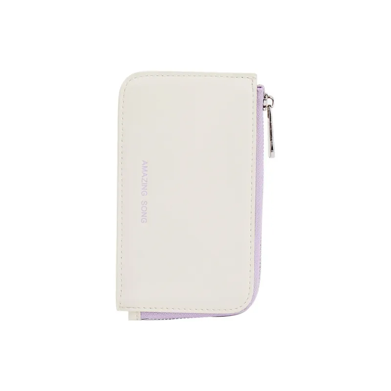 AMAZING SONG Cow Leather Card Holder Regular Women's Cream White/Hug Pink-3