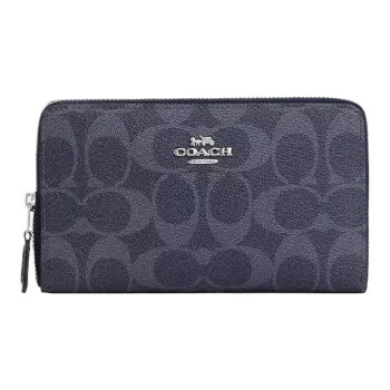 COACH Id Zip Wallet Coated Canvas Wallet Small Size Women's Midnight Navy