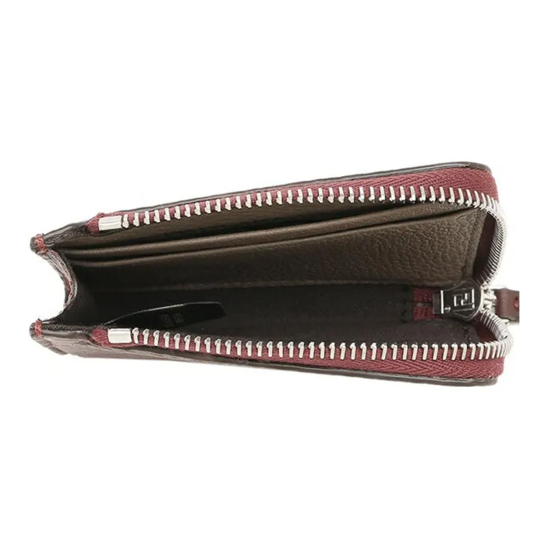 FENDI Calfskin Card Holder Men's Burgundy-5