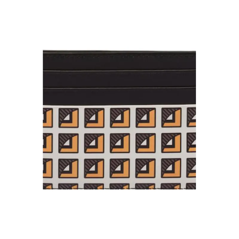 PRADA Leather Card Holder Men's Yellow/White/Black-4