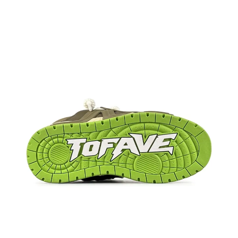 TOFAVE Puffy Shoes Low Top Skateboard Shoes Unisex Avocado Milk Tea-4