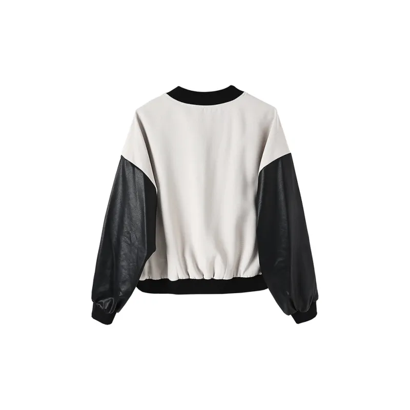 Jinggu Baseball Jacket Women's Apricot & Black-1