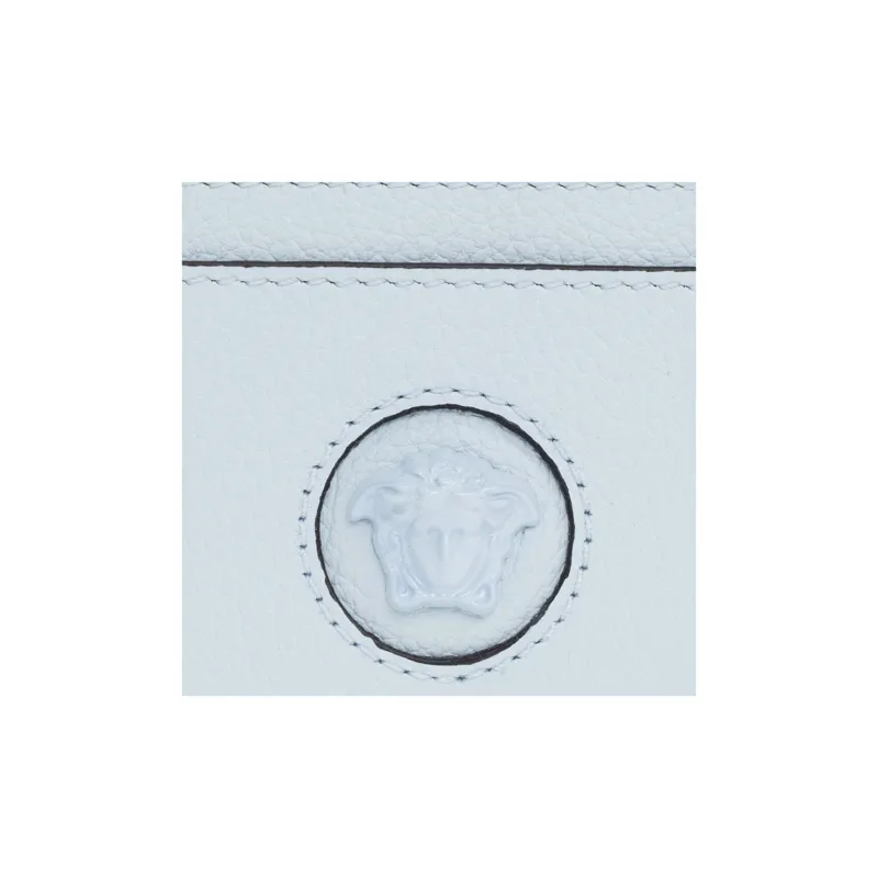 VERSACE La Medusa Cow Leather Card Clip Card Holder Women's Light Blue-2