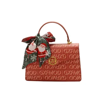GXFMOD Handbags Red With Christmas Silk Scarf