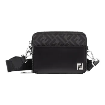 FENDI Calfskin Camera Bag, Shoulder Bag, Crossbody Bag Men's Black