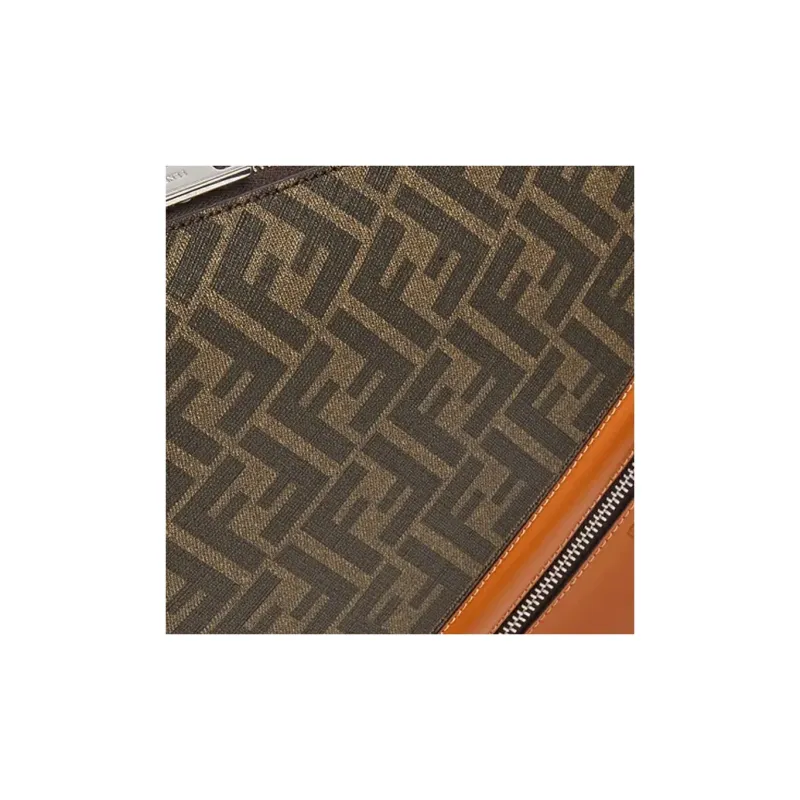 FENDI Coated Canvas With Leather Messenger Bag Crossbody Bag Shoulder Bag Men's Brown-4