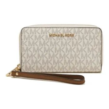 MICHAEL KORS Jet Set Travel PVC With Coated Canvas Wallet Women's Vanilla White