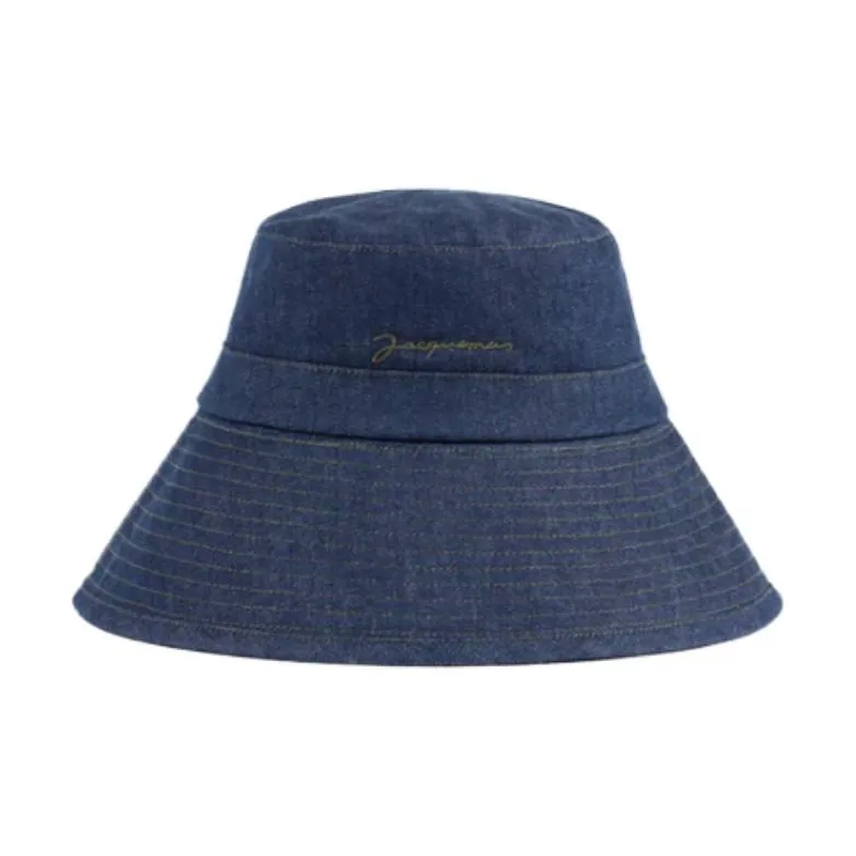 Jacquemus Cotton Linen Bucket Hats Women's Blue-0
