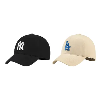 MLB Cotton Baseball Caps Unisex Khaki+Black Combination Box Shopping Bag