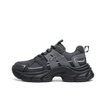 Warrior Comfortable Chunky Sneakers Breathable Lightweight Low Top Casual Shoes Women's Dark Gray