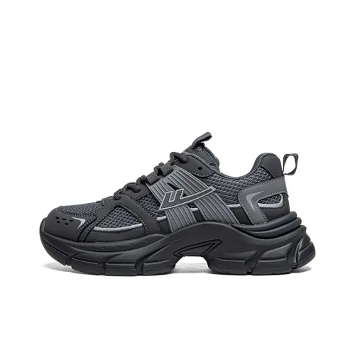 Warrior Comfortable Chunky Sneakers Breathable Lightweight Low Top Casual Shoes Women's Dark Gray