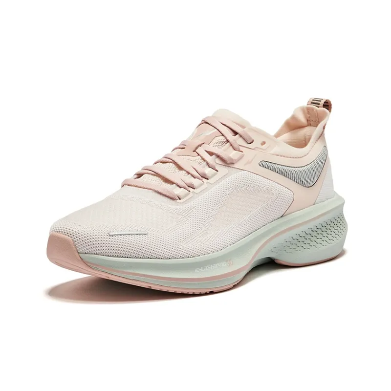 Erke Lightning 3.0 Cushioning Rebound Abrasion Resistant Low Top Running Shoes Women's Erke White Clay Pink-2