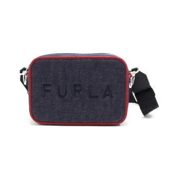 Furla Denim Camera Bag, Crossbody Bag, Shoulder Bag Women's Black Gray