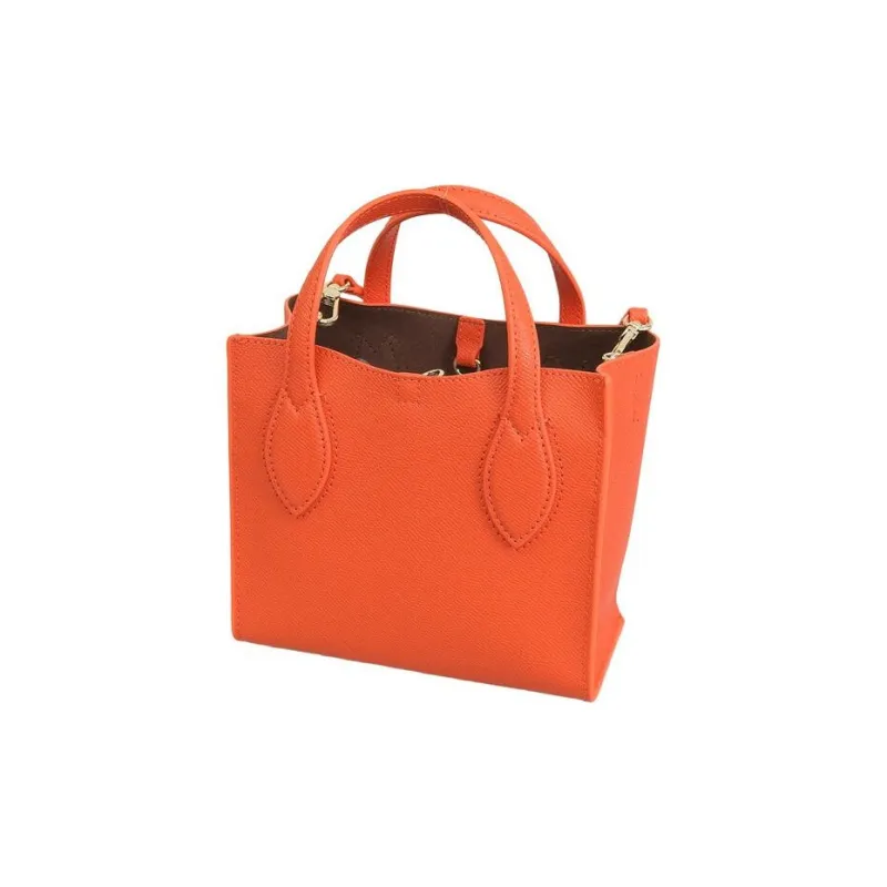 Furla Leather Tote Bag, Shopping Bag, Shoulder Bag, Handbag Mini Women's Orange-3