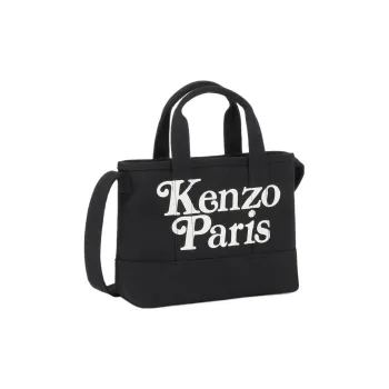 KENZO Canvas Blended Cotton One Shoulder Crossbody Canvas Bag Handbag Small Size Women's Black