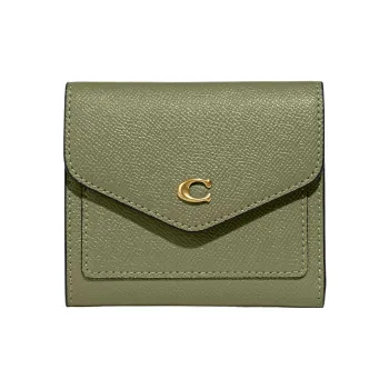 COACH Wyn Split Cow Leather Wallet Small Size Women's Olive Green
