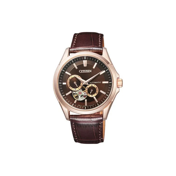 CITIZEN Automatic Mechanical Movement Leather Watch Bands Watch Men's Watches Coffee Watch Dial-0