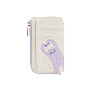 AMAZING SONG Cow Leather Card Holder Regular Women's Cream White/Hug Pink
