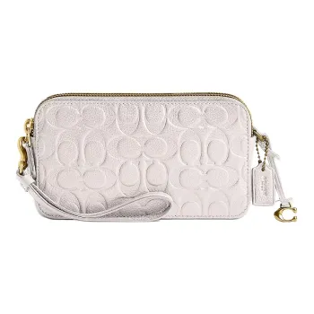 COACH Kira Polished Pebble Leather Camera Bag, Shoulder Bag, Crossbody Bag Small Size Women's Brass & Chalk