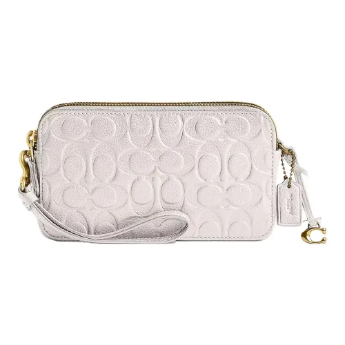 COACH Kira Polished Pebble Leather Camera Bag, Shoulder Bag, Crossbody Bag Small Size Women's Brass & Chalk