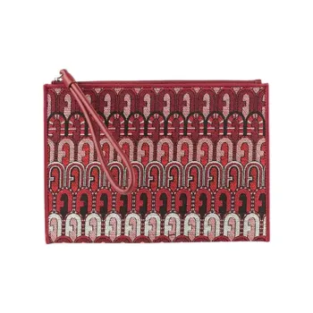 Furla Polyester Clutch Small Size Women's Black & Dark Red