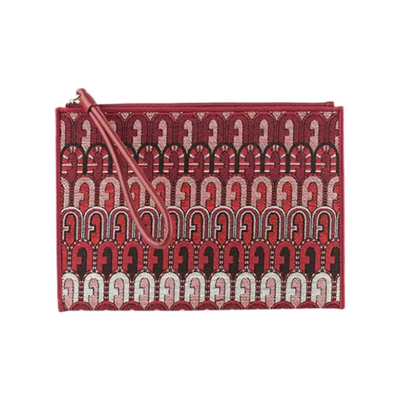 Furla Polyester Clutch Small Size Women's Black & Dark Red-0