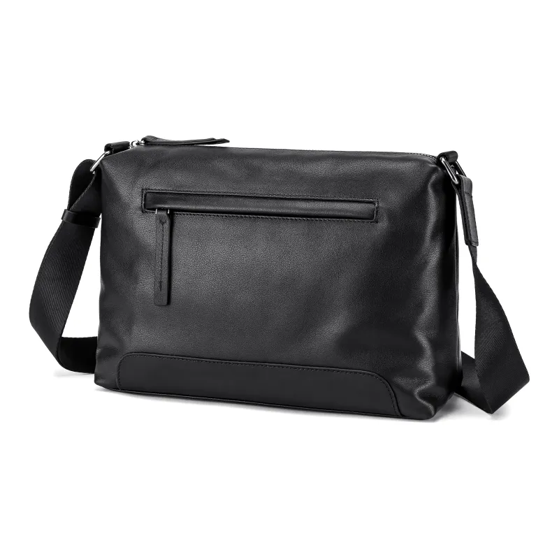 Ace Paul Litchi Grain Top Grain Cow Leather Crossbody Bag Shoulder Bag Medium Size Unisex Black-1