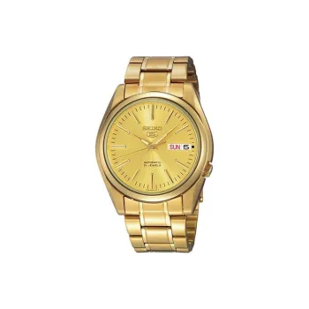 SEIKO Automatic Mechanical Movement Gold Plated Stainless Steel Strap Watch Men's Watches Gold Dial SNKL48K1