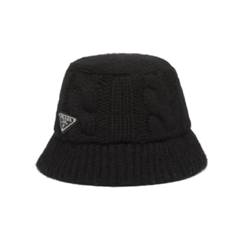 PRADA Triangle-logo Wool Bucket Hat-0