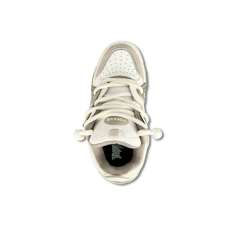 TOFAVE Puffy Shoes Low Top Skateboard Shoes Unisex Milk Oat-2